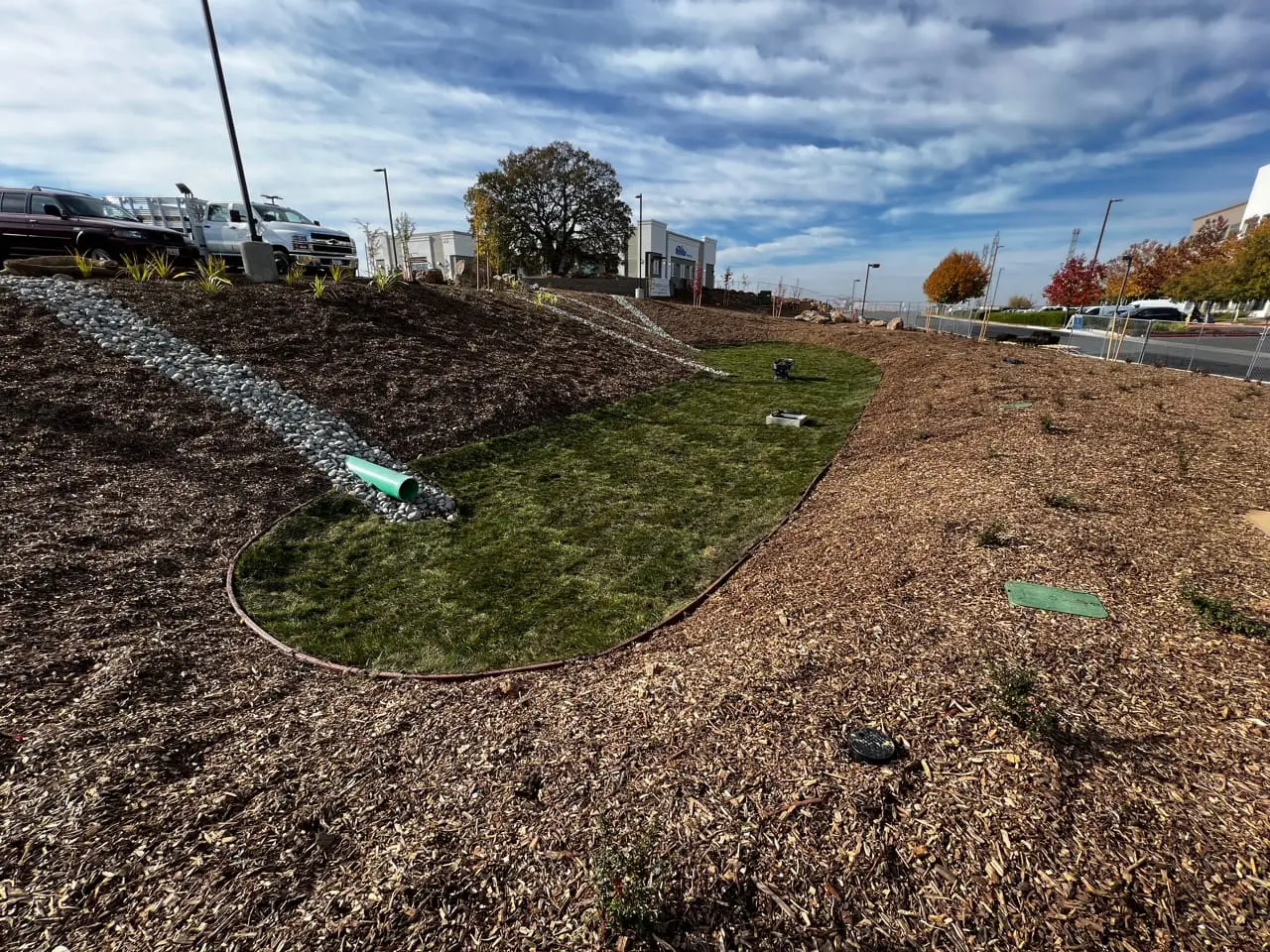 Commercial parking-lot landscape island