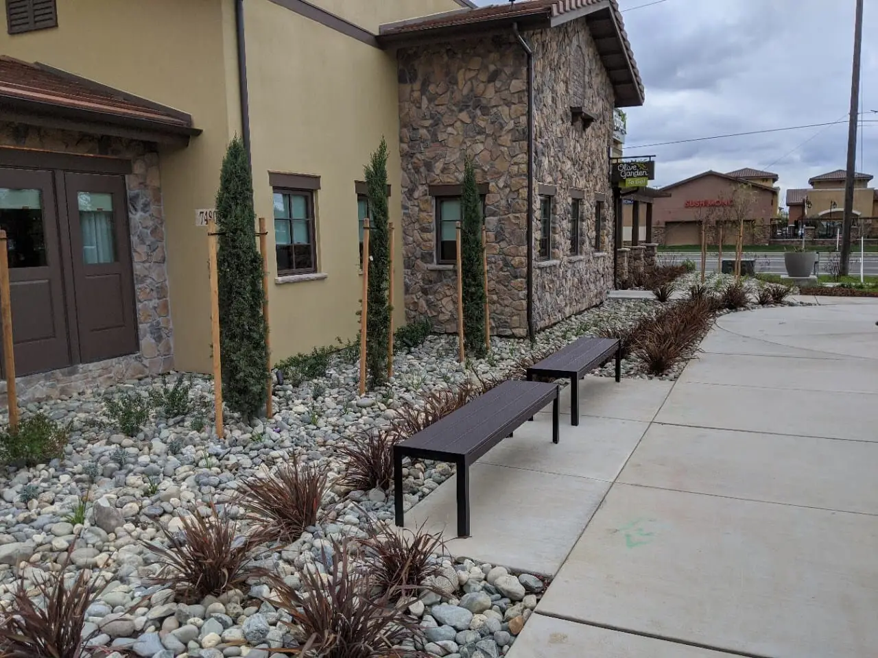 Commercial landscape installation in winter conditions
