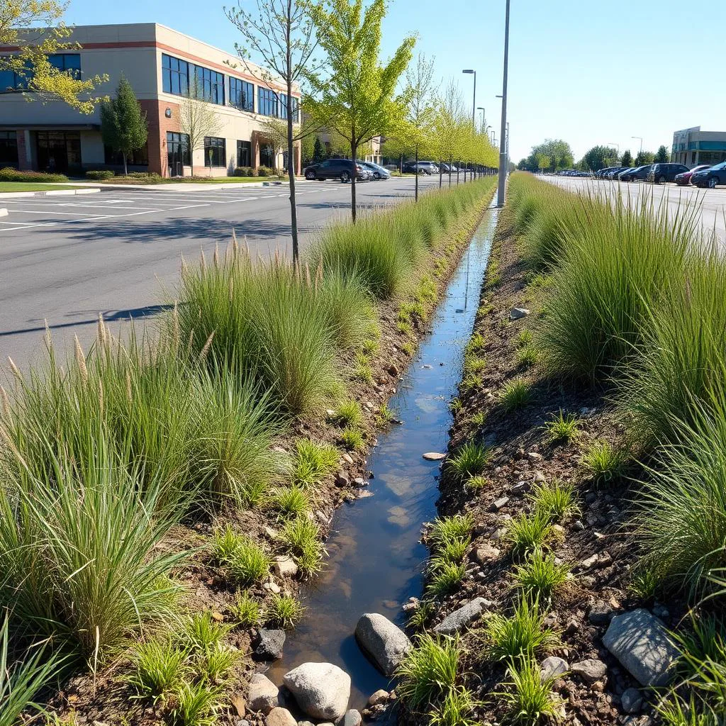Commercial Bioswales in Orangevale, CA — McGuire Earth Works Commercial Bioswales project in Orangevale, California by McGuire Earth Works