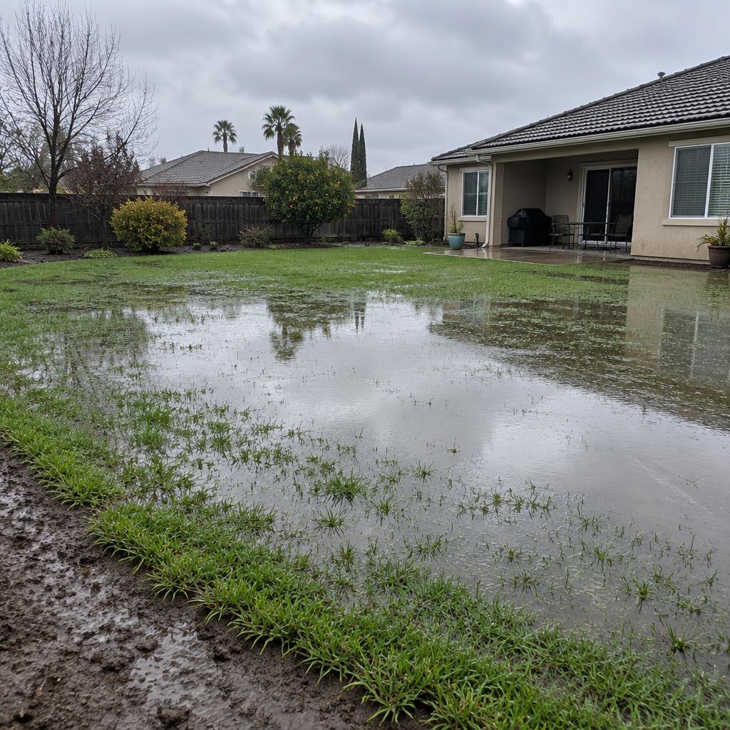 why yards flood in Orangevale, CA — McGuire Earth Works why yards flood project in Orangevale, California by McGuire Earth Works