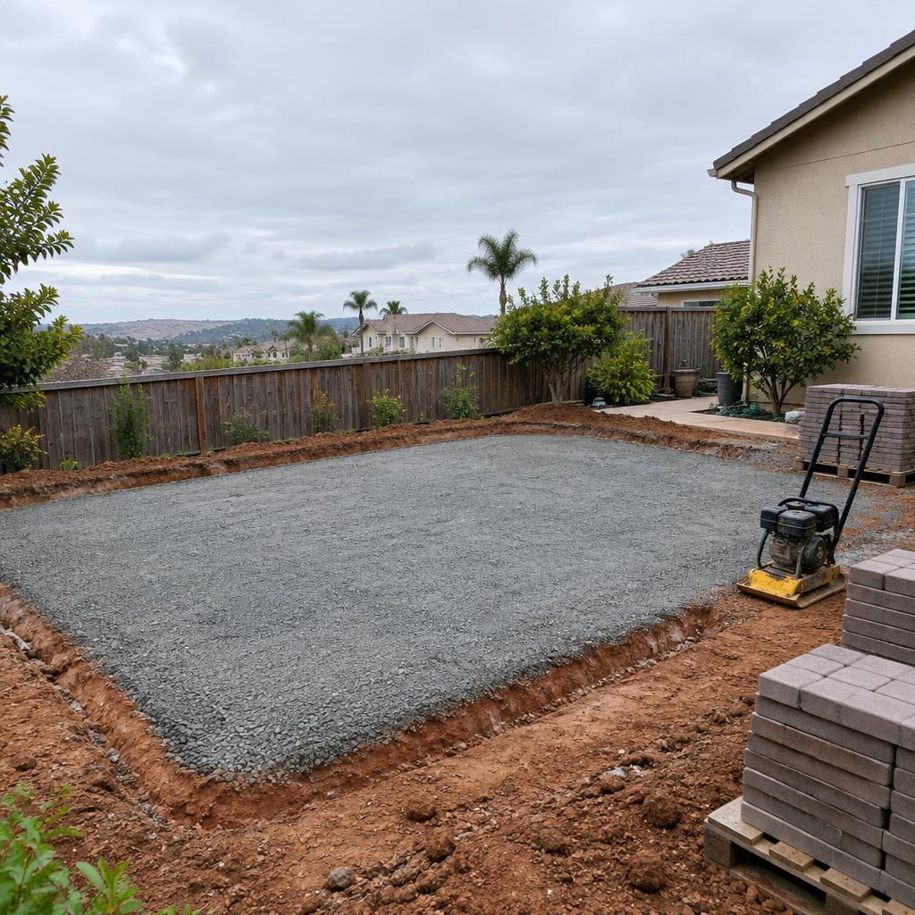 hardscaping on clay soil in Orangevale, CA — McGuire Earth Works hardscaping on clay soil project in Orangevale, California by McGuire Earth Works