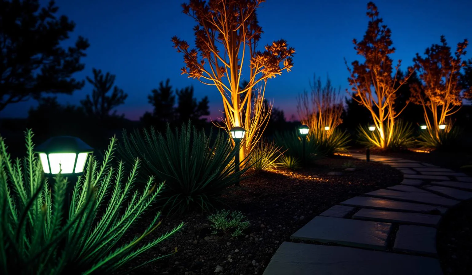 LED Landscape Lighting in Orangevale, CA — McGuire Earth Works LED Landscape Lighting project in Orangevale, California by McGuire Earth Works