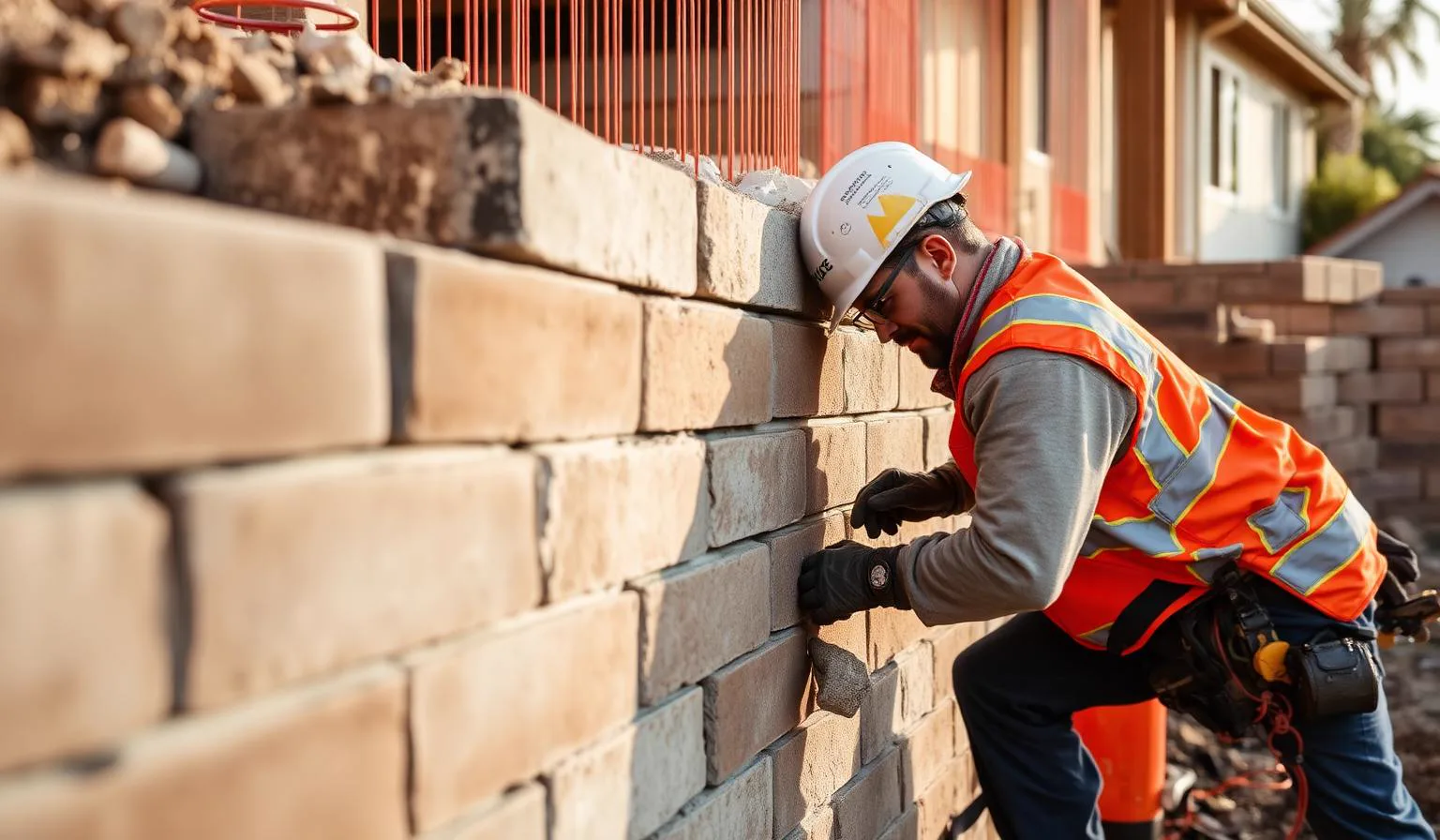 Masonry Wall Construction in Orangevale, CA — McGuire Earth Works Masonry Wall Construction project in Orangevale, California by McGuire Earth Works
