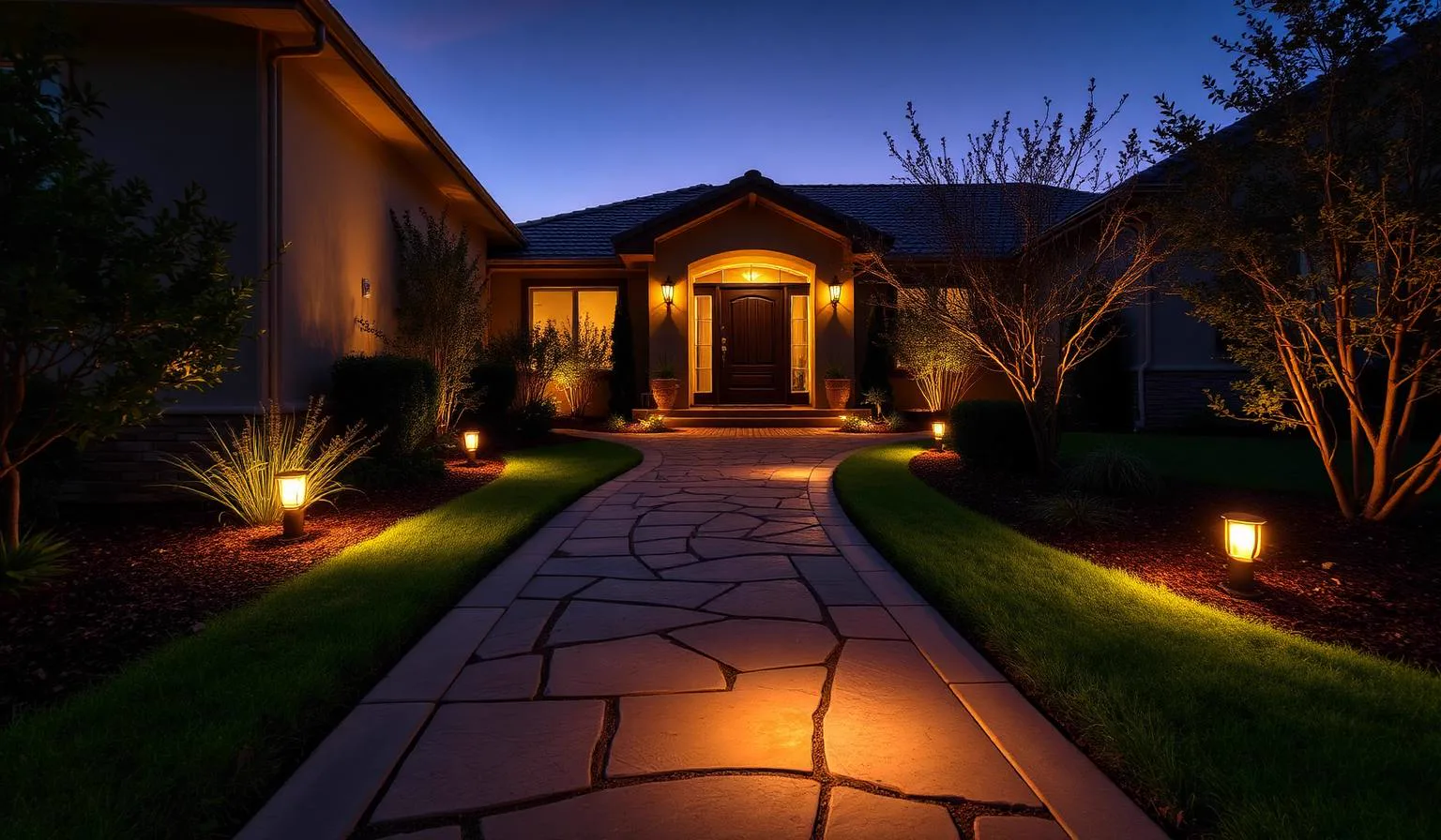 Walkway Lighting in Orangevale, CA — McGuire Earth Works Walkway Lighting project in Orangevale, California by McGuire Earth Works