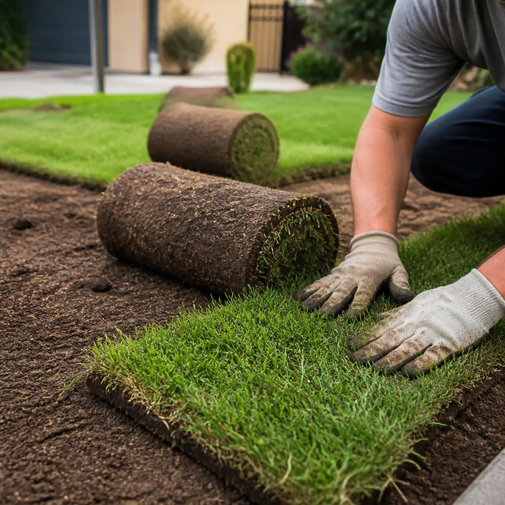 Sod Installation service example in Orangevale, CA by McGuire Earth Works