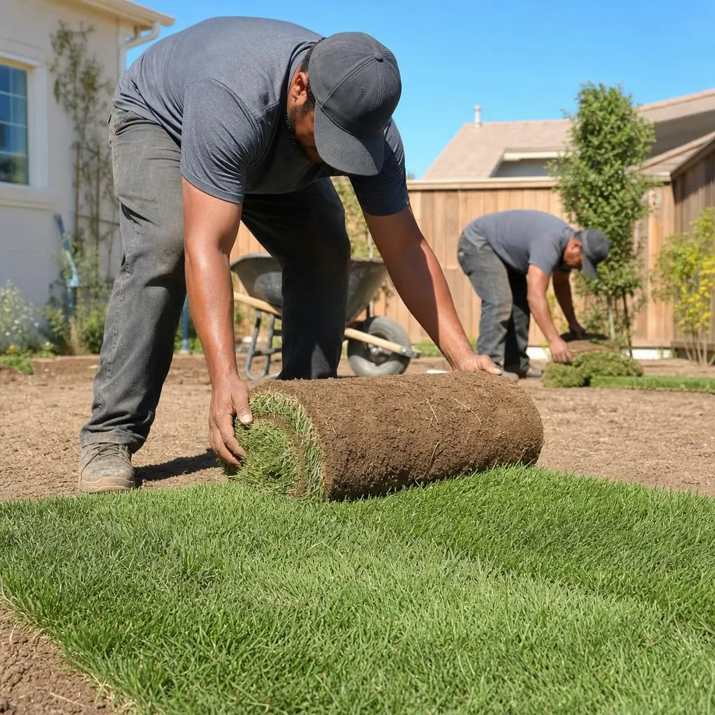 Sod Installation service example in Orangevale, CA by McGuire Earth Works